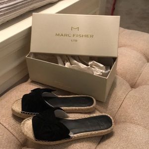 Marc Fisher black velvet slide sandals